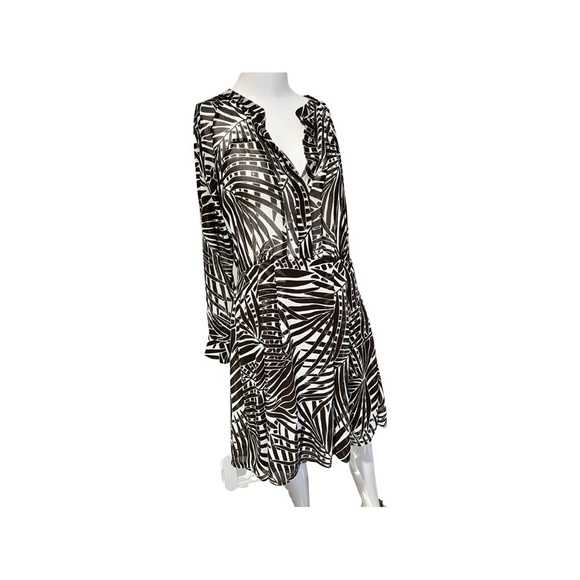 ZARA PATTERN BROWN WHITE DRESS MADE IN MOROCCO SMALL - Picture 6 of 8